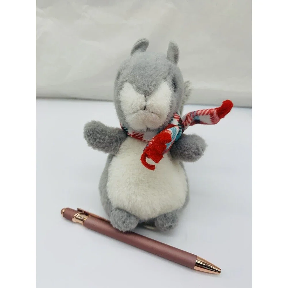 Douglas Winter Friends Plush Grey Squirrel with Plaid Scarf 6” Stuffed Animal